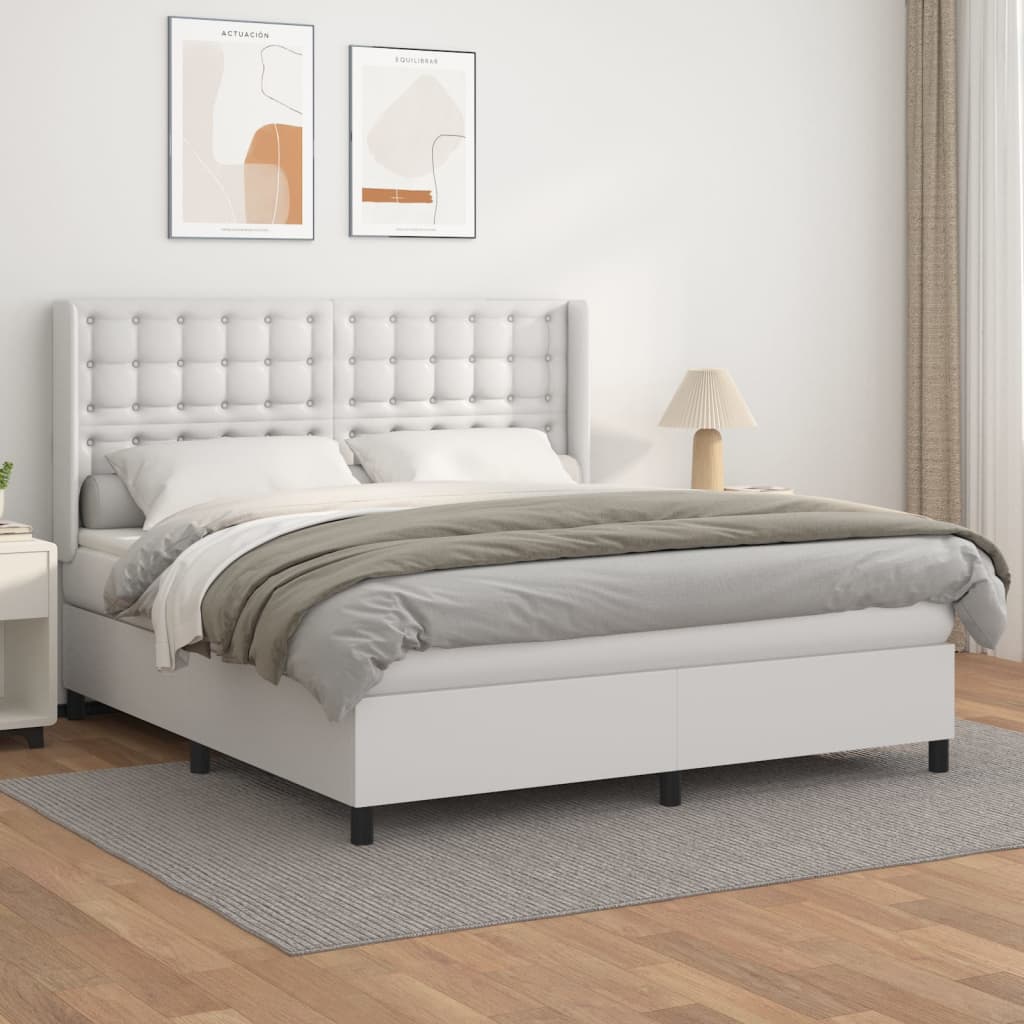 Boxspringbett Mit Matratze Kunstleder Weiß