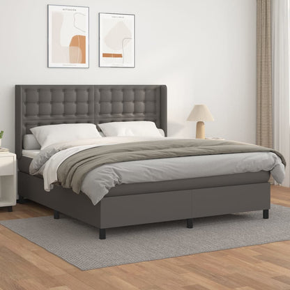 Boxspringbett Mit Matratze Kunstleder Grau
