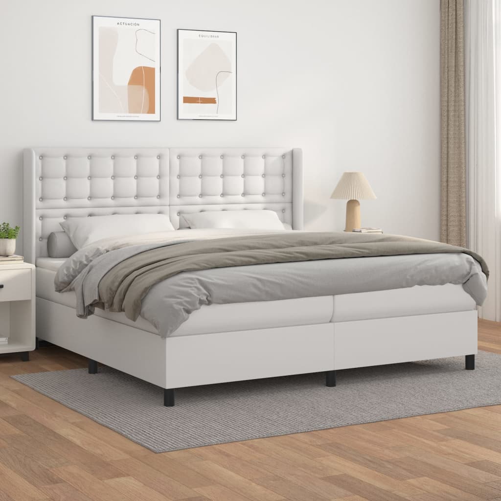 Boxspringbett Mit Matratze Kunstleder Weiß