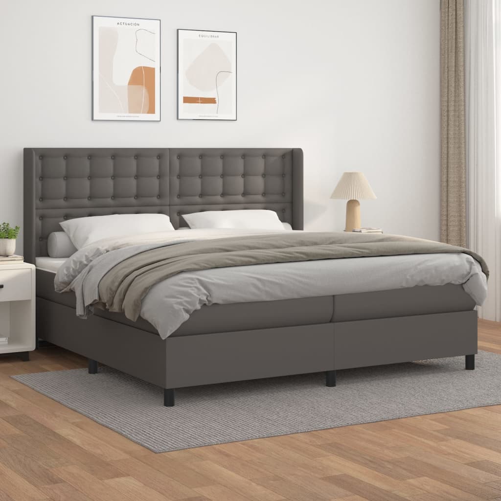 Boxspringbett Mit Matratze Kunstleder Grau