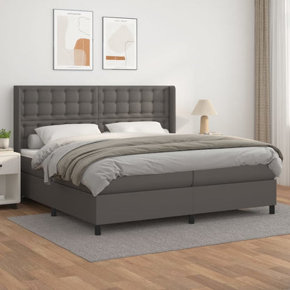 Boxspringbett Mit Matratze Kunstleder Grau