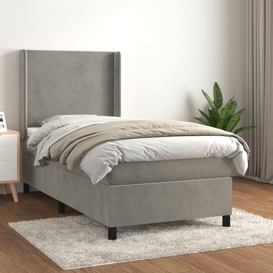 Boxspringbett Mit Matratze Samt Hellgrau