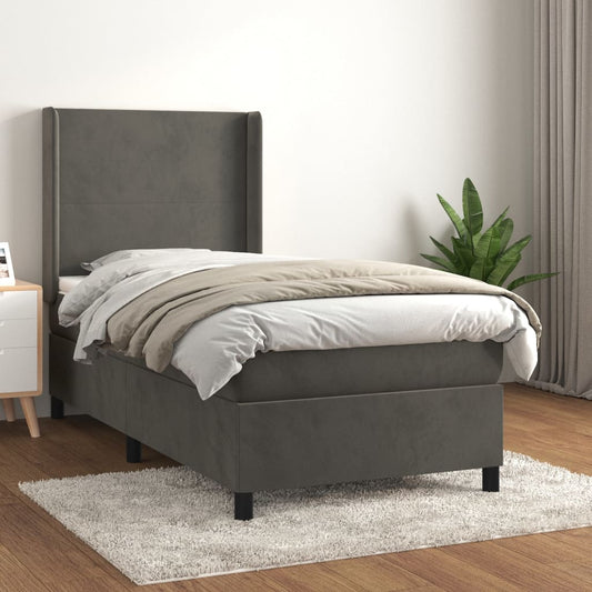 Boxspringbett Mit Matratze Samt Dunkelgrau