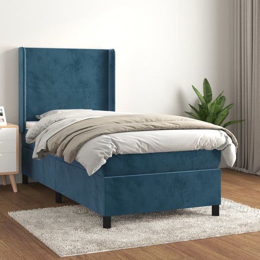 Boxspringbett Mit Matratze Samt Dunkelblau