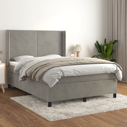 Boxspringbett Mit Matratze Samt Hellgrau