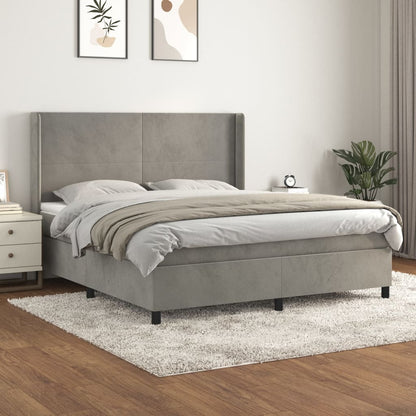 Boxspringbett Mit Matratze Samt Hellgrau