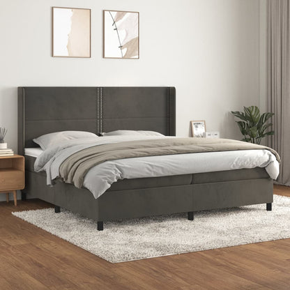 Boxspringbett Mit Matratze Samt Dunkelgrau