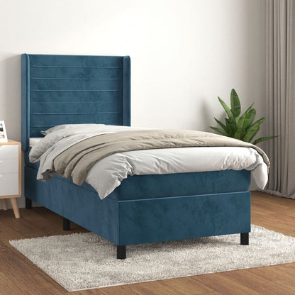 Boxspringbett Mit Matratze Samt Dunkelblau