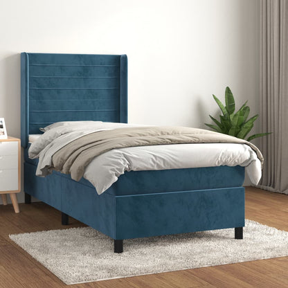 Boxspringbett Mit Matratze Samt Dunkelblau