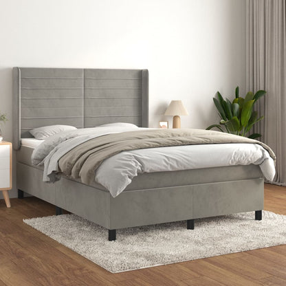 Boxspringbett Mit Matratze Samt Hellgrau