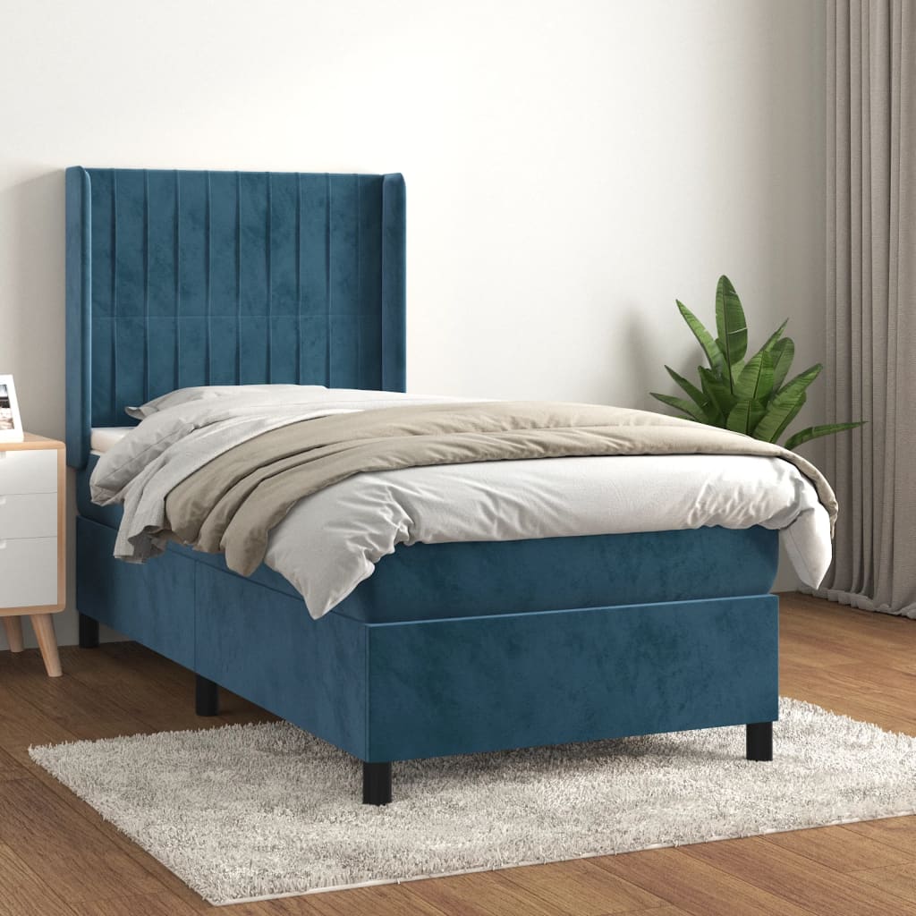 Boxspringbett Mit Matratze Samt Dunkelblau