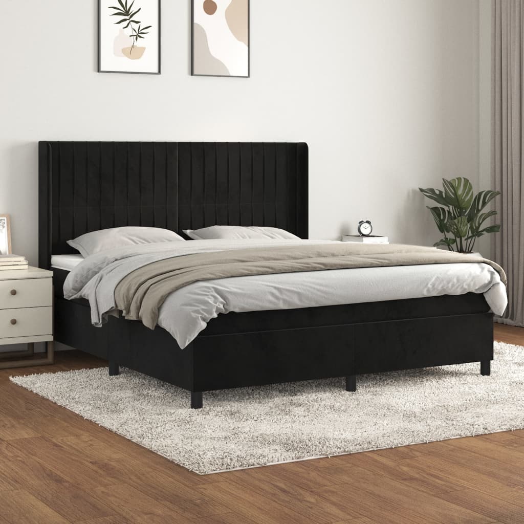 Boxspringbett Mit Matratze Samt Schwarz