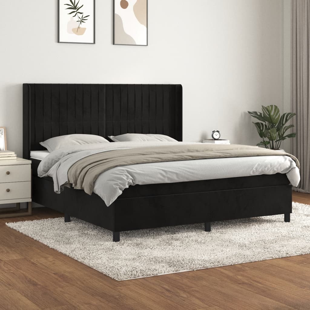 Boxspringbett Mit Matratze Samt Schwarz