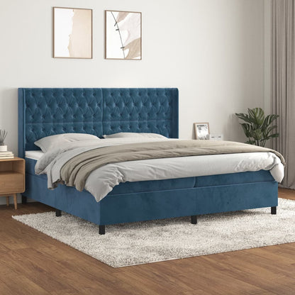 Boxspringbett Mit Matratze Samt Dunkelblau