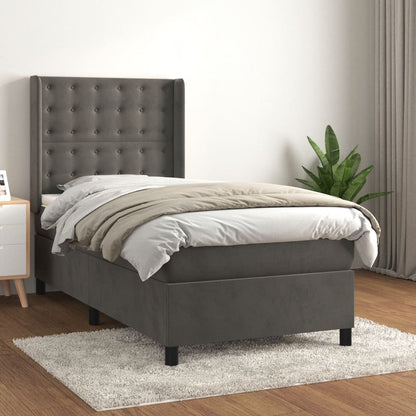 Boxspringbett Mit Matratze Samt Dunkelgrau