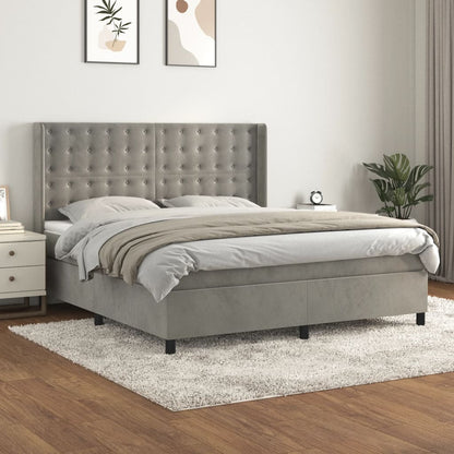 Boxspringbett Mit Matratze Samt Hellgrau