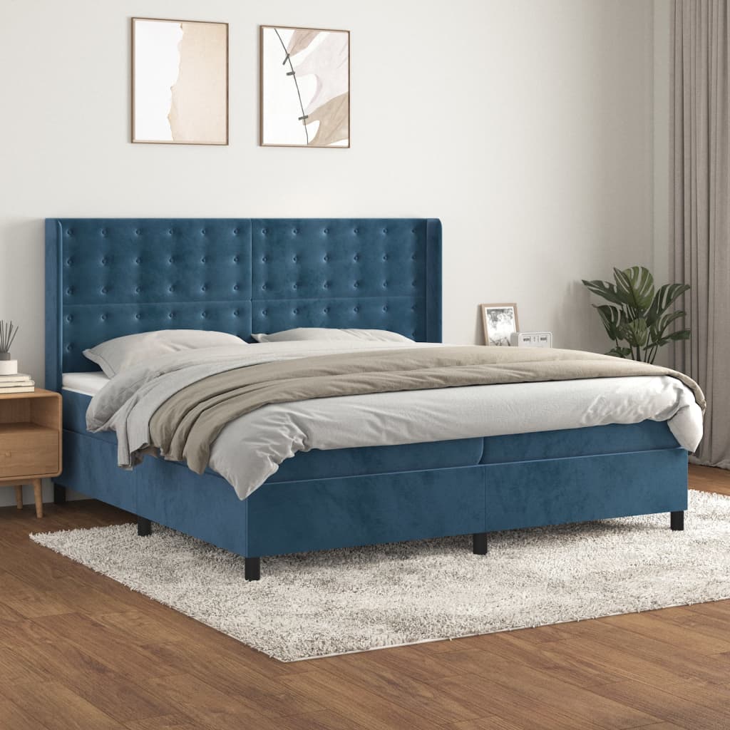 Boxspringbett Mit Matratze Samt Dunkelblau