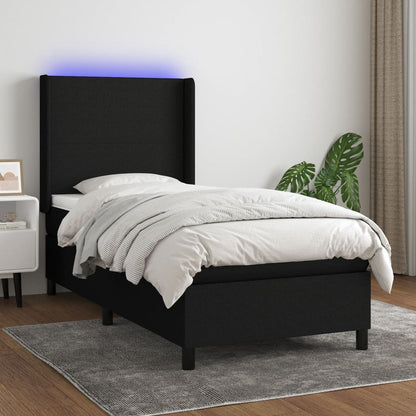 Boxspringbett Mit Matratze & Led Stoff Schwarz