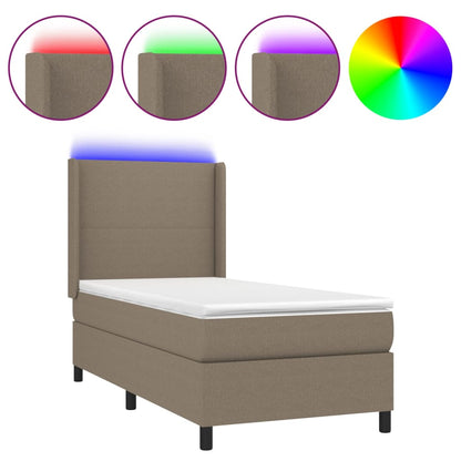 Boxspringbett Mit Matratze & Led Stoff Taupe