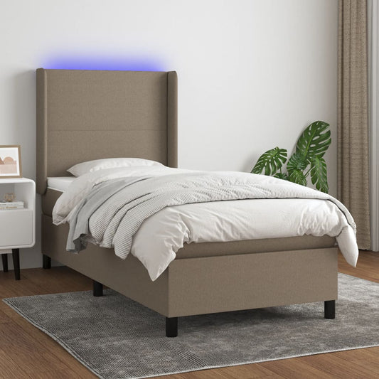 Boxspringbett Mit Matratze & Led Stoff Taupe