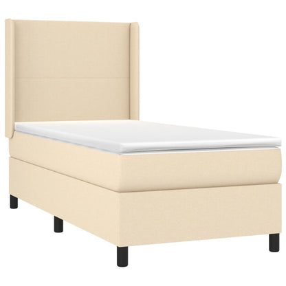 Boxspringbett Mit Matratze & Led Stoff Creme