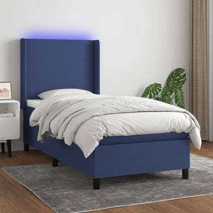 Boxspringbett Mit Matratze & Led Stoff Blau