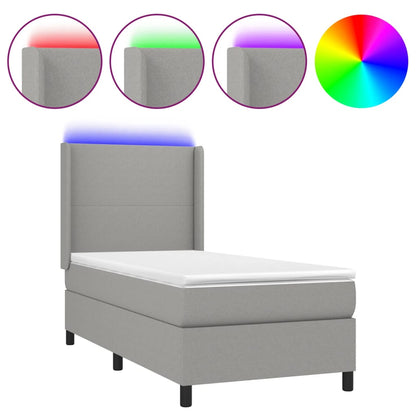 Boxspringbett Mit Matratze & Led Stoff Hellgrau