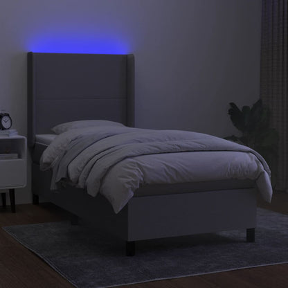 Boxspringbett Mit Matratze & Led Stoff Hellgrau