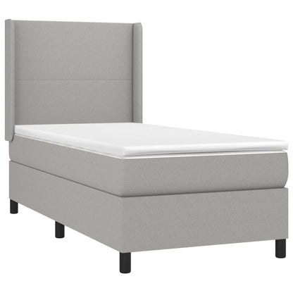 Boxspringbett Mit Matratze & Led Stoff Hellgrau