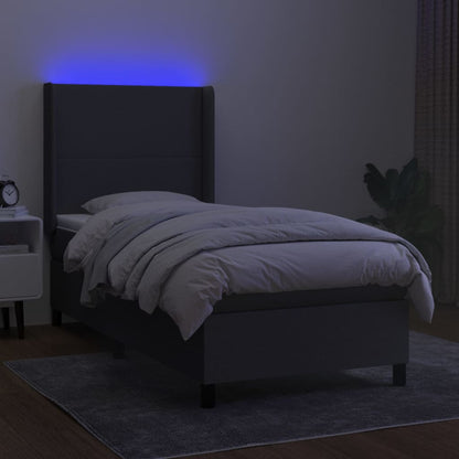 Boxspringbett Mit Matratze & Led Stoff Dunkelgrau