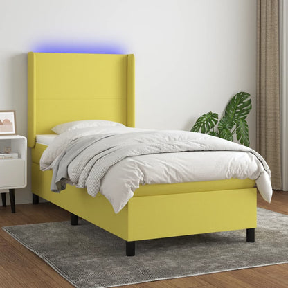 Boxspringbett Mit Matratze & Led Stoff Grün