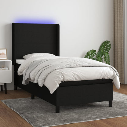 Boxspringbett Mit Matratze & Led Stoff Schwarz