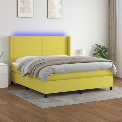 Boxspringbett Mit Matratze & Led Stoff Grün