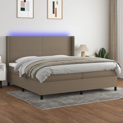 Boxspringbett Mit Matratze & Led Stoff Taupe