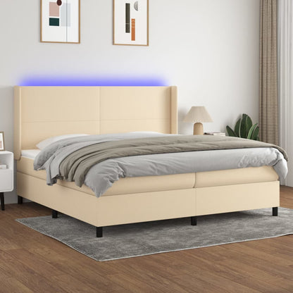 Boxspringbett Mit Matratze & Led Stoff Creme