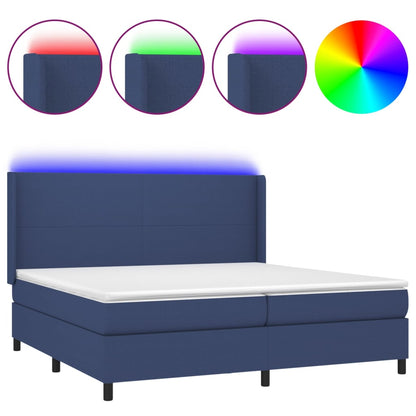 Boxspringbett Mit Matratze & Led Stoff Blau