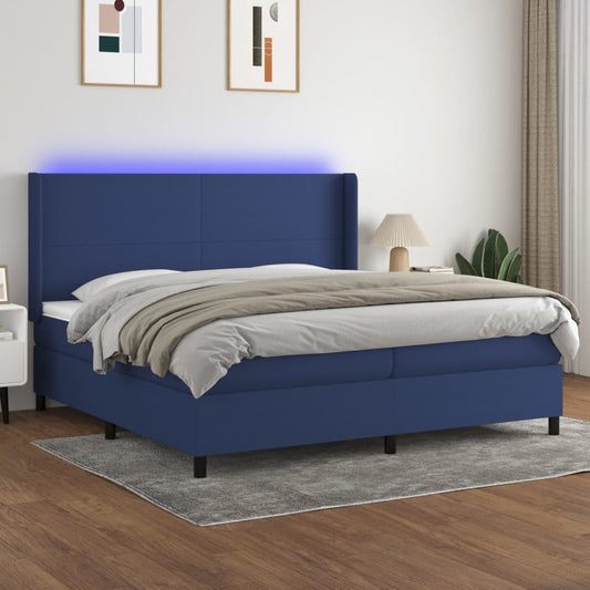 Boxspringbett Mit Matratze & Led Stoff Blau