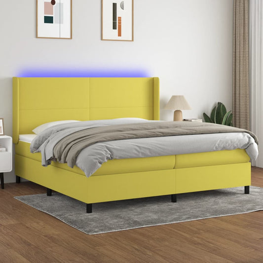 Boxspringbett Mit Matratze & Led Stoff Grün