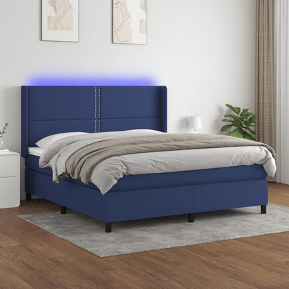 Boxspringbett Mit Matratze & Led Stoff Blau