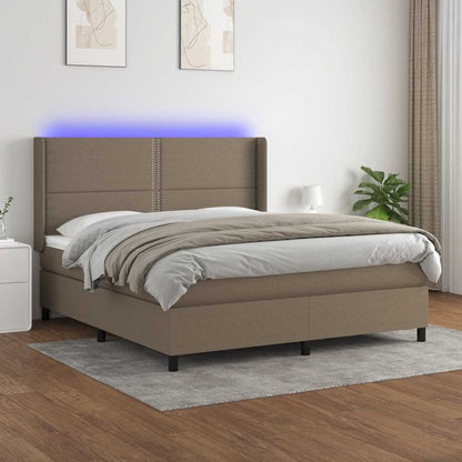 Boxspringbett Mit Matratze & Led Stoff Taupe