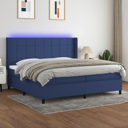 Boxspringbett Mit Matratze & Led Stoff Blau