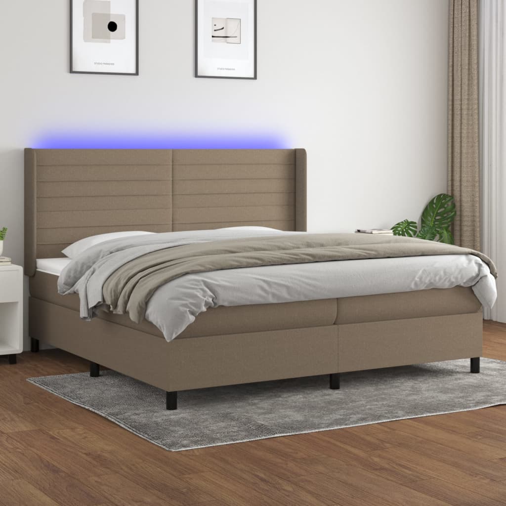 Boxspringbett Mit Matratze & Led Stoff Taupe