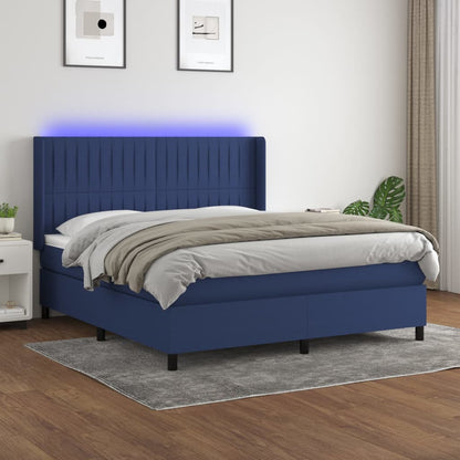 Boxspringbett Mit Matratze & Led Stoff Blau