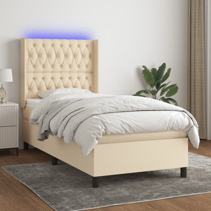Boxspringbett Mit Matratze & Led Stoff Creme