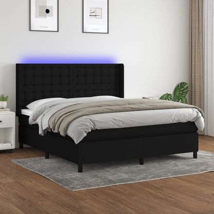 Boxspringbett Mit Matratze & Led Stoff Schwarz