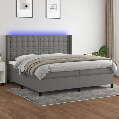 Boxspringbett Mit Matratze & Led Stoff Dunkelgrau