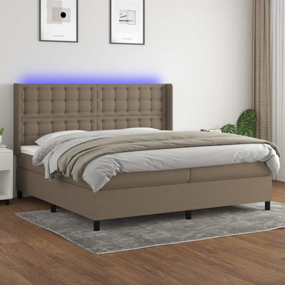 Boxspringbett Mit Matratze & Led Stoff Taupe