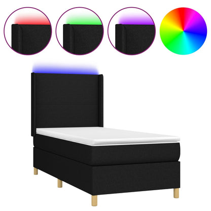 Boxspringbett Mit Matratze & Led Stoff Schwarz
