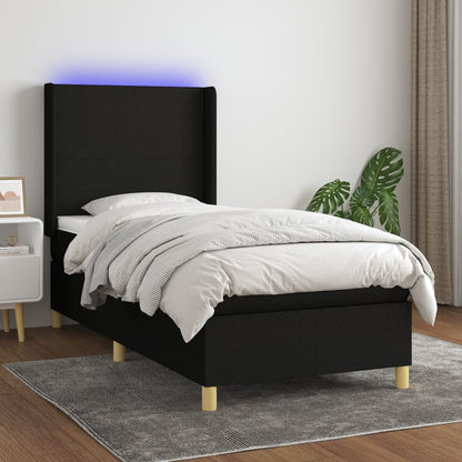 Boxspringbett Mit Matratze & Led Stoff Schwarz