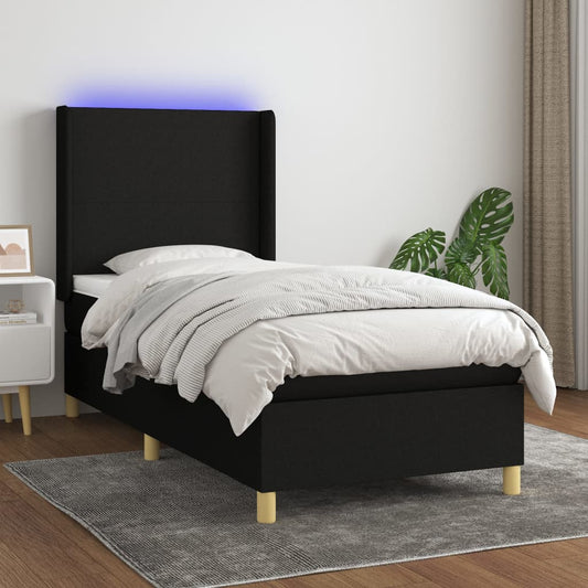 Boxspringbett Mit Matratze & Led Stoff Schwarz